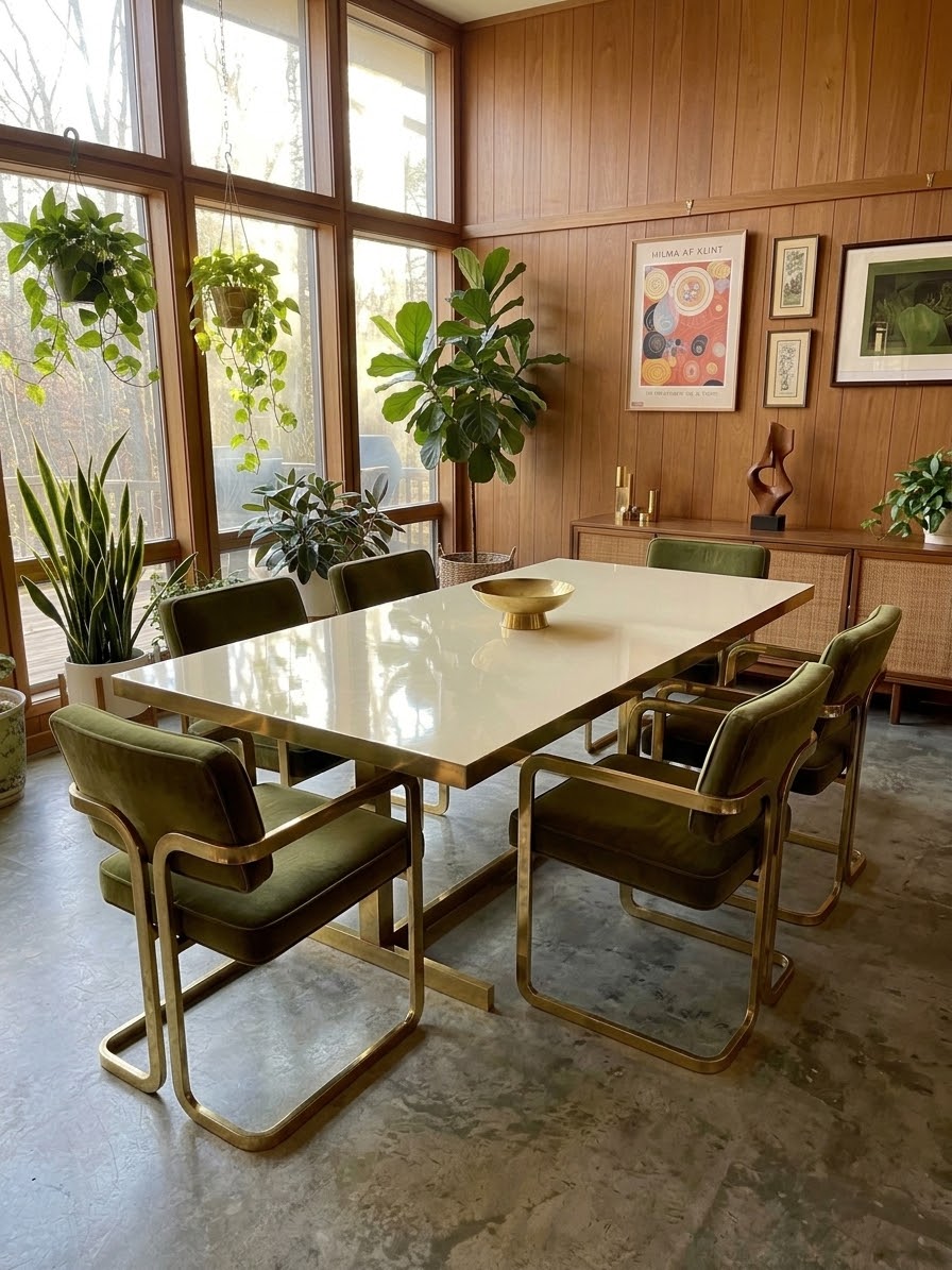 1970s Italian Brass + Lacquer Dining Table