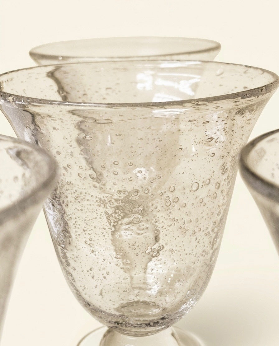 Hand-Blown Clear Goblets | Set of 6