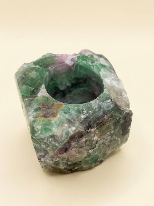 Green Rainbow Fluorite Candleholder by Gems on Display