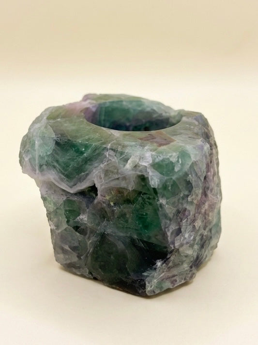 Green Rainbow Fluorite Candleholder by Gems on Display