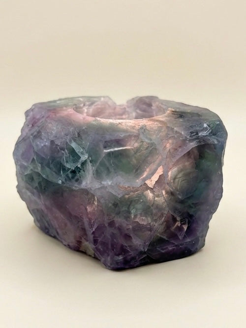 Green Rainbow Fluorite Candleholder by Gems on Display