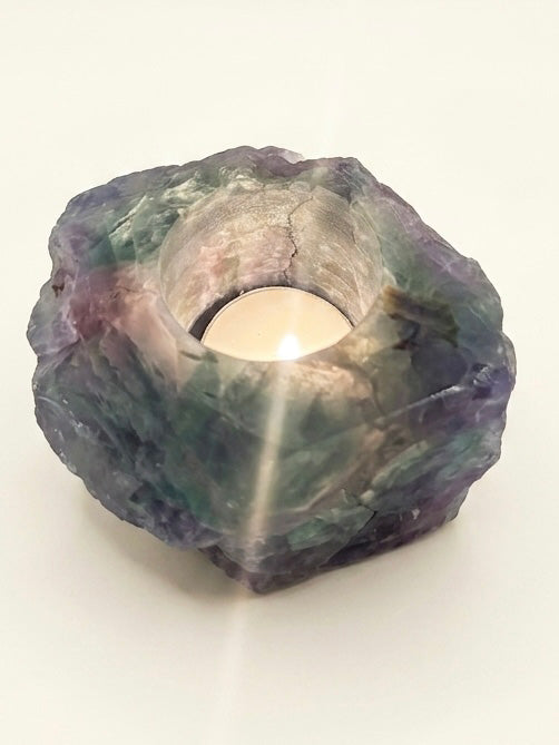Green Rainbow Fluorite Candleholder by Gems on Display