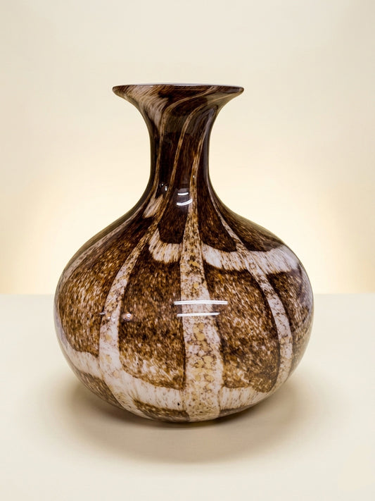Hand-Blown Brown + White Glass Vase