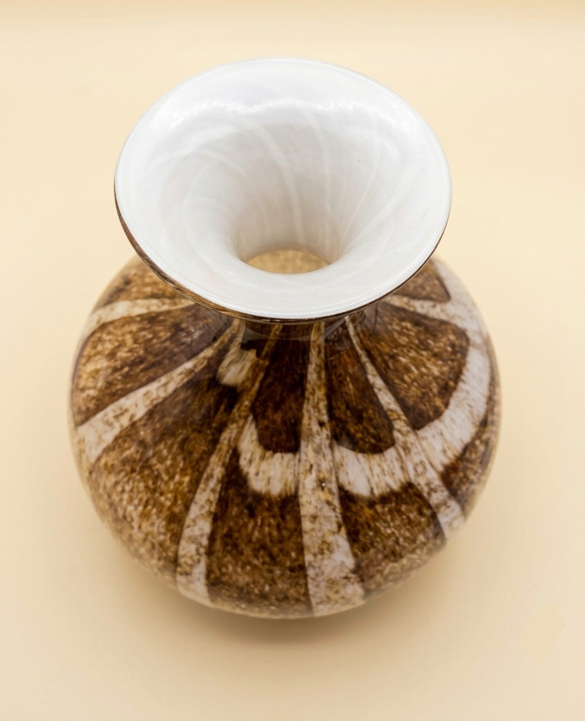 Hand-Blown Brown + White Glass Vase