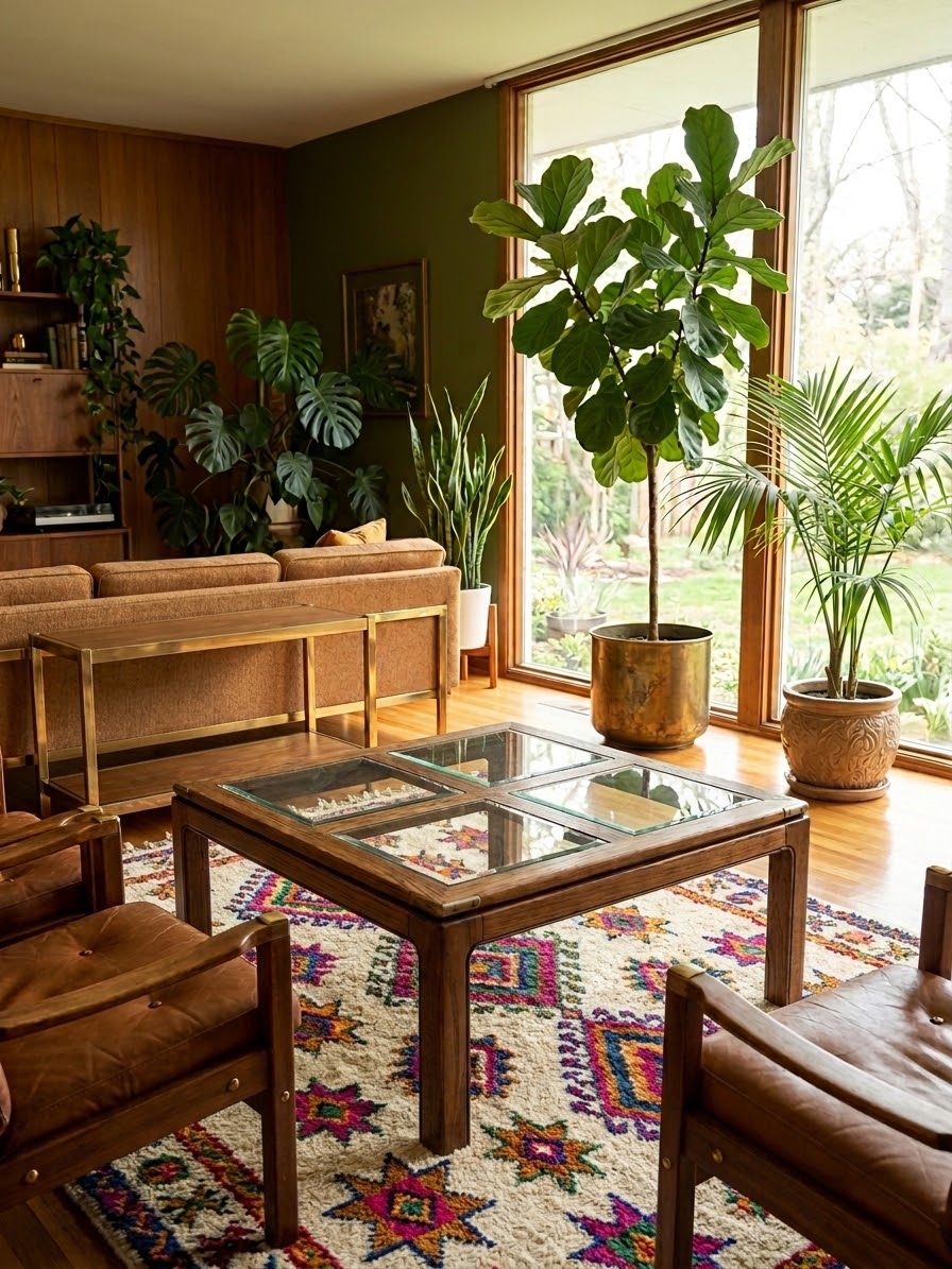 1970s/ 1980s Glass + Wood Coffee Table