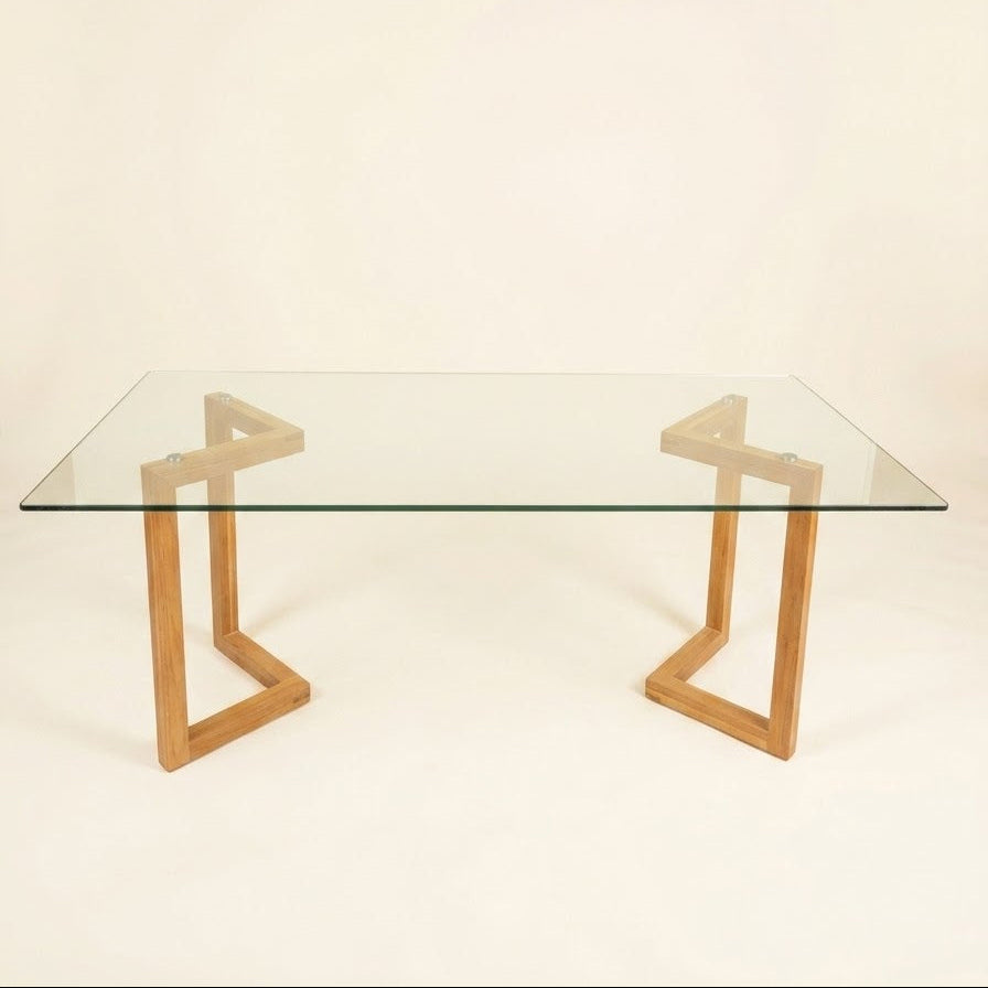 1970s/ 1980s Glass + Wood Floating Table
