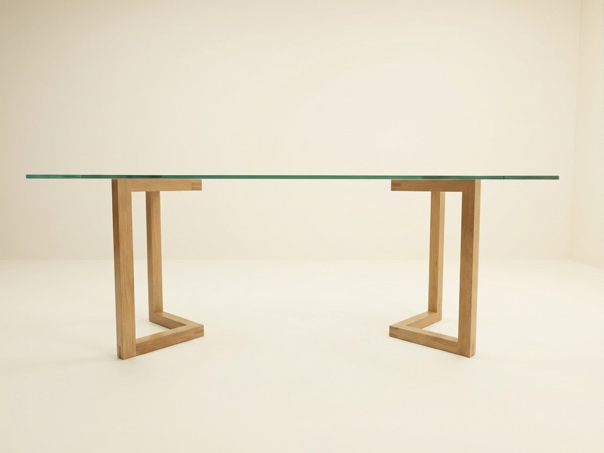 1970s/ 1980s Glass + Wood Floating Table
