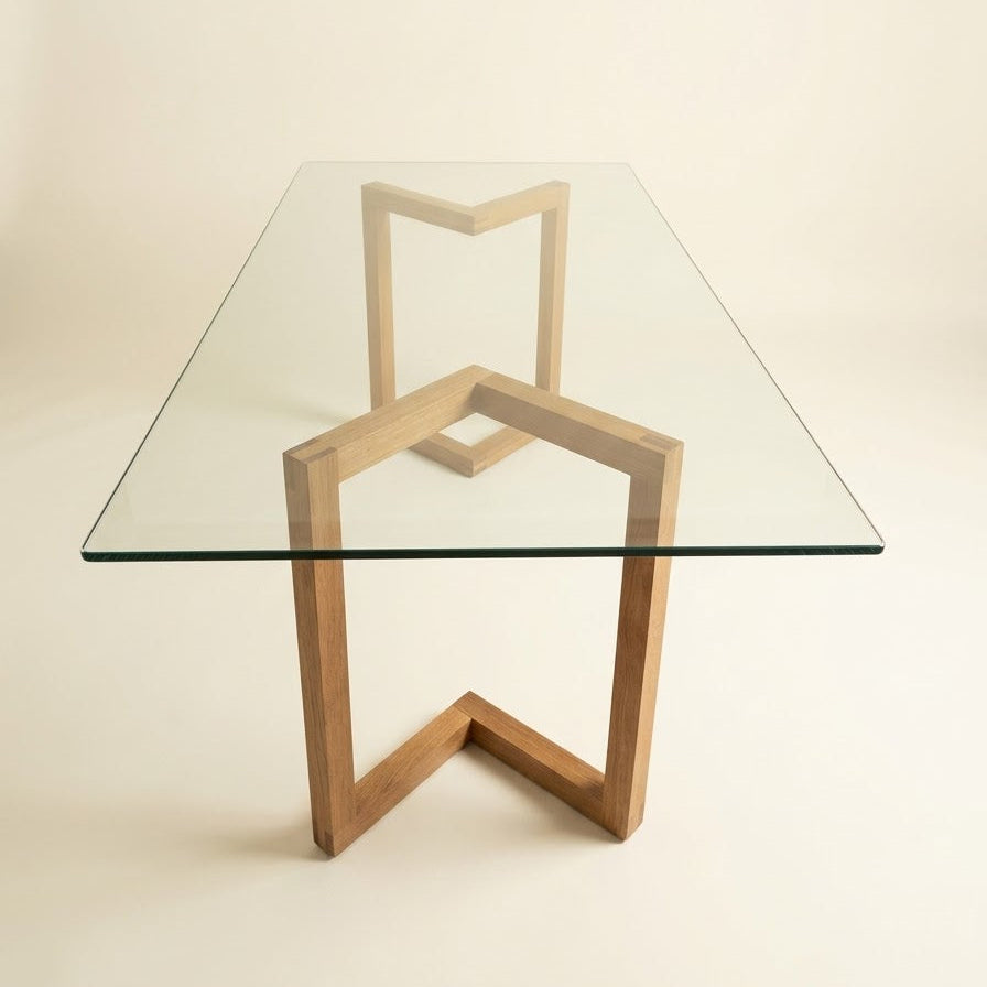 1970s/ 1980s Glass + Wood Floating Table