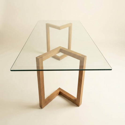 1970s/ 1980s Glass + Wood Floating Table