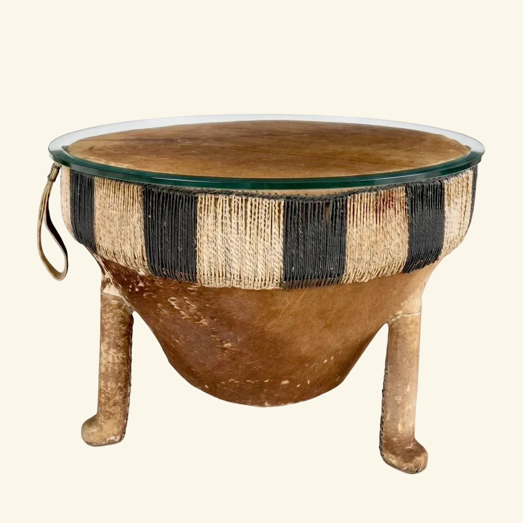 Footed African Drum Table