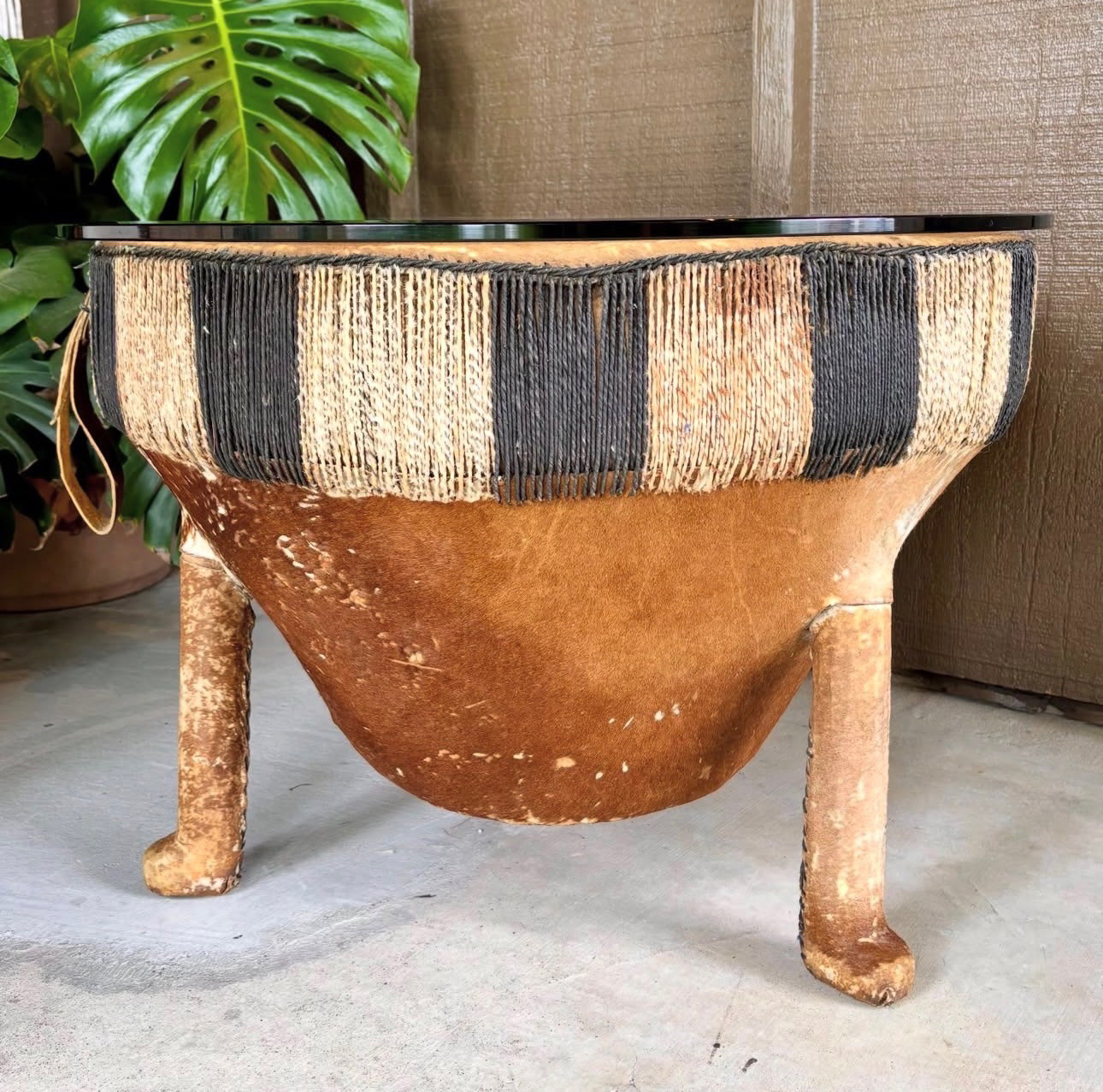 Footed African Drum Table