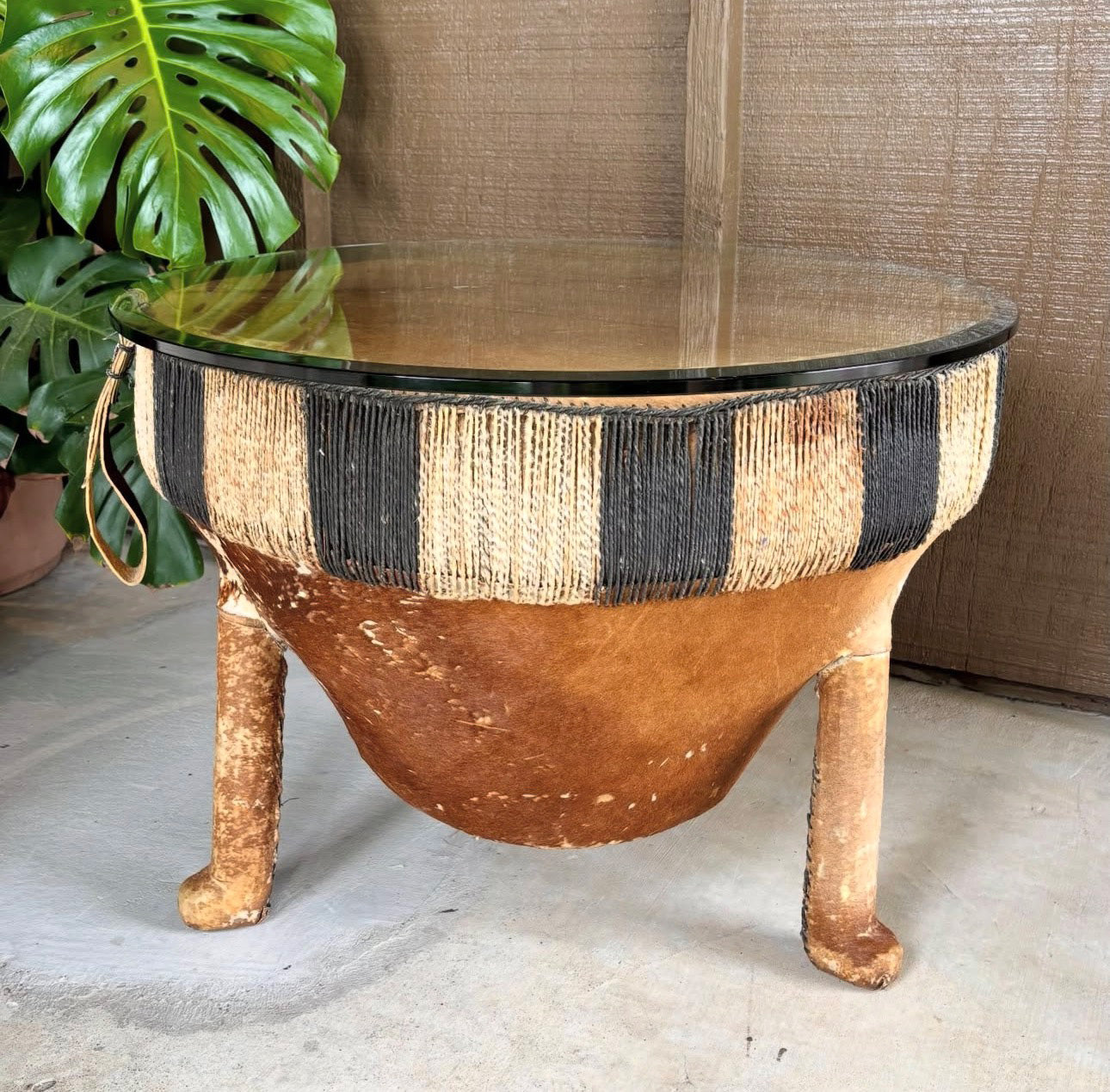 Footed African Drum Table