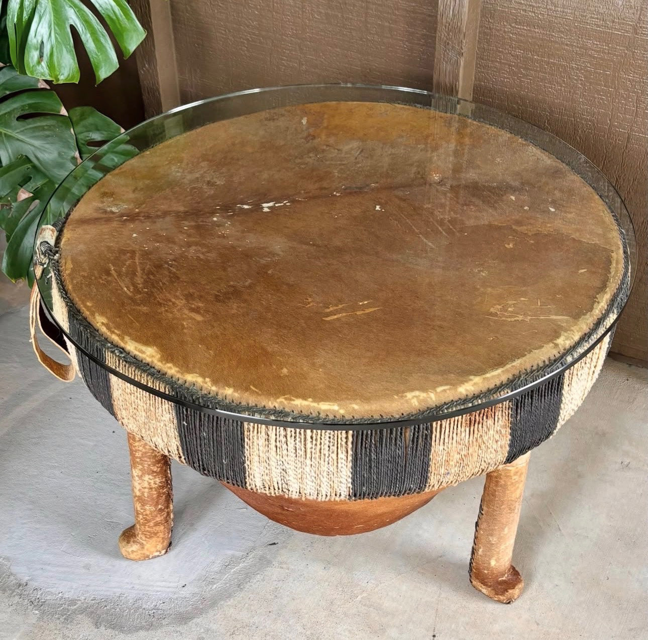 Footed African Drum Table